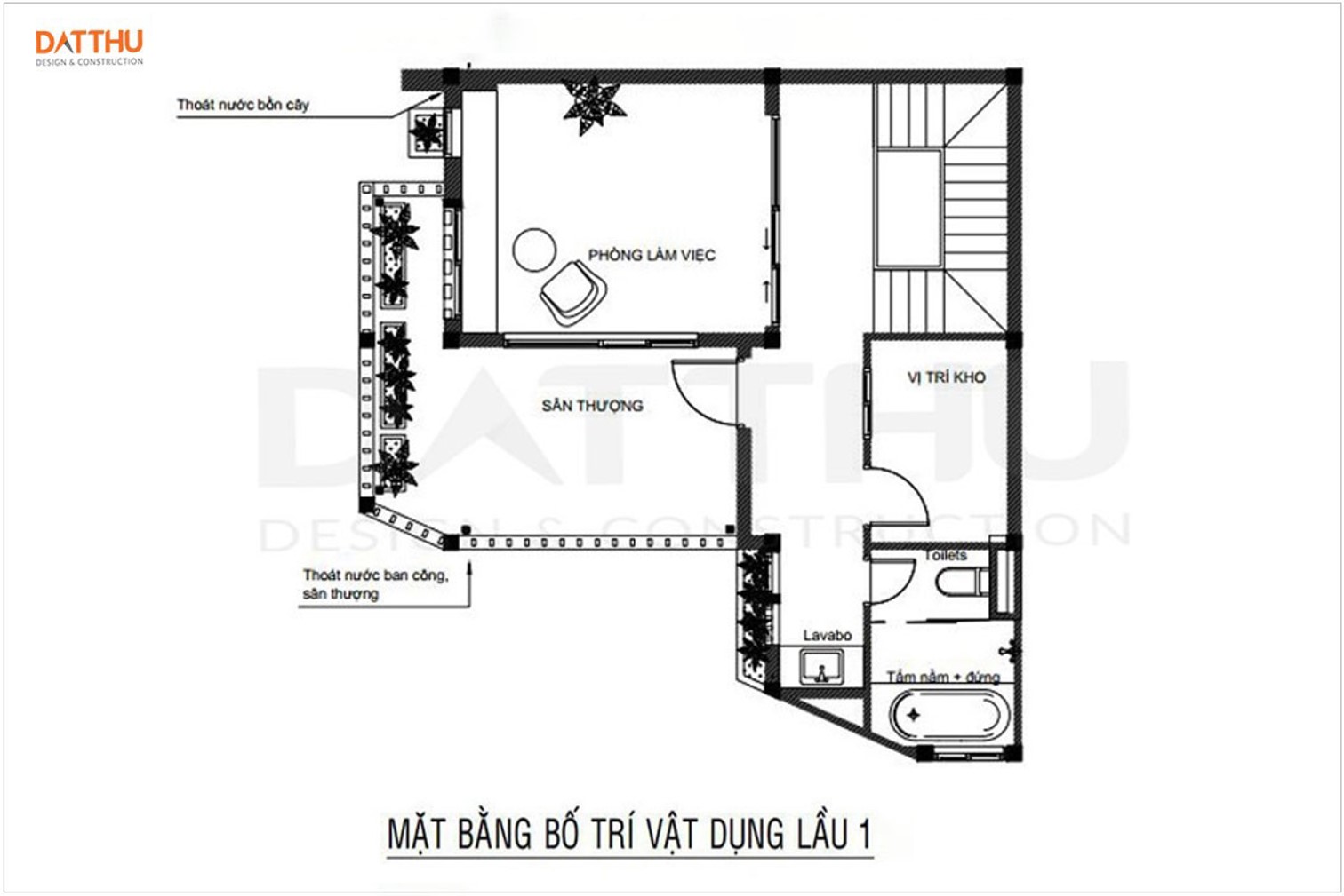 Mặt bằng công năng tầng 2 ngôi nhà