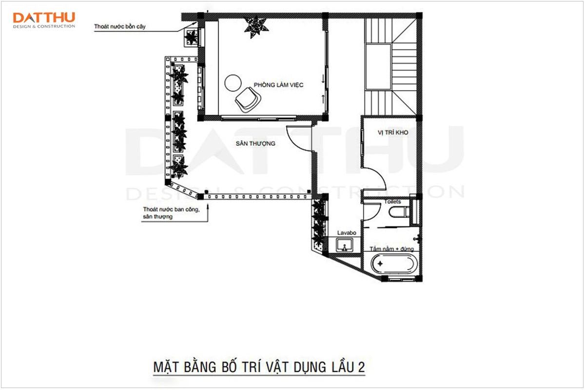 Bố trí công năng tầng 3 mẫu nhà mái thái