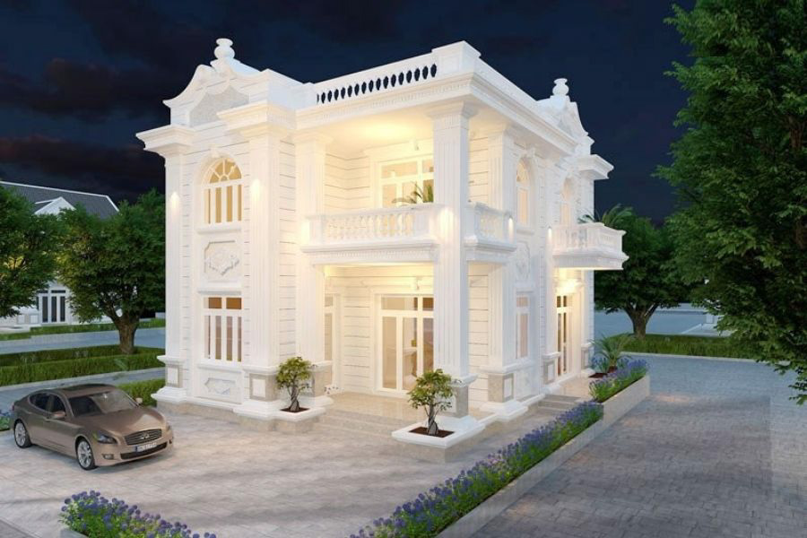 mẫu nhà vuông 2 tầng 80m2