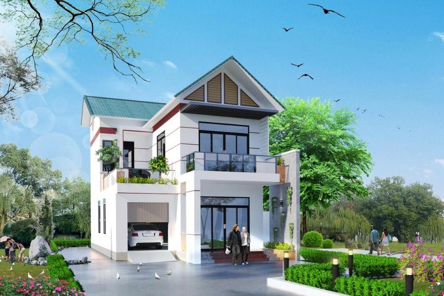 mẫu nhà vuông 2 tầng 80m2