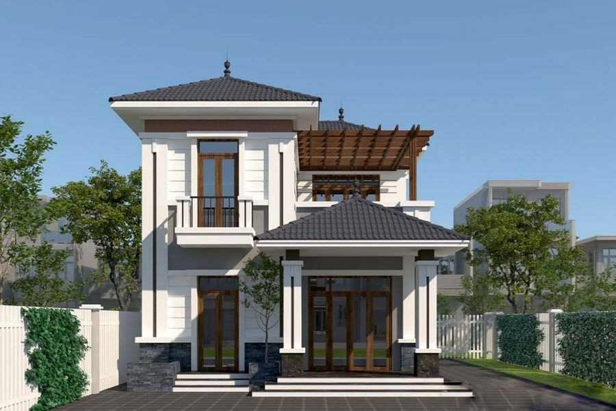 mẫu nhà vuông 2 tầng 80m2