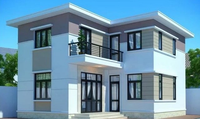 mẫu nhà vuông 2 tầng 80m2