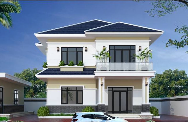 mẫu nhà vuông 2 tầng 80m2