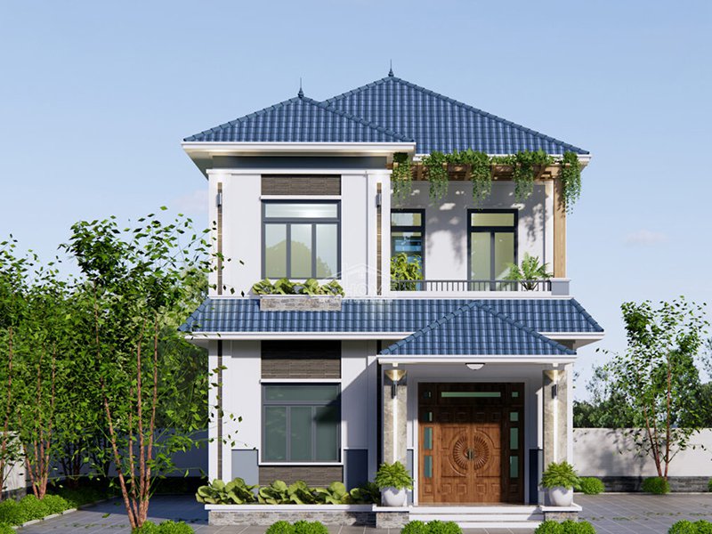 Mẫu nhà vuông 2 tầng 80m2