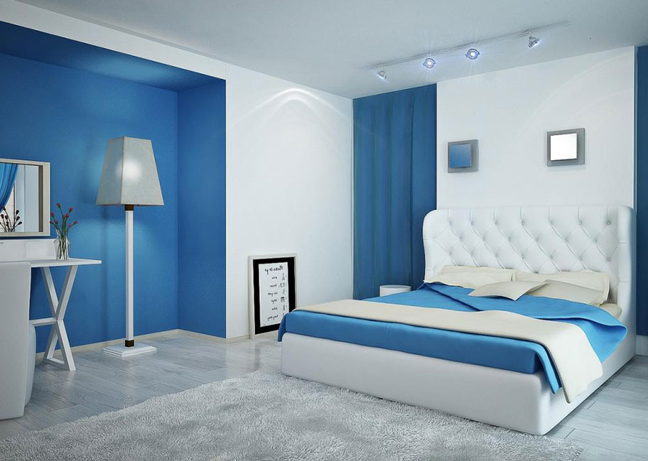 Mẫu phòng ngủ sơn màu xanh dương cho người mệnh Thủy