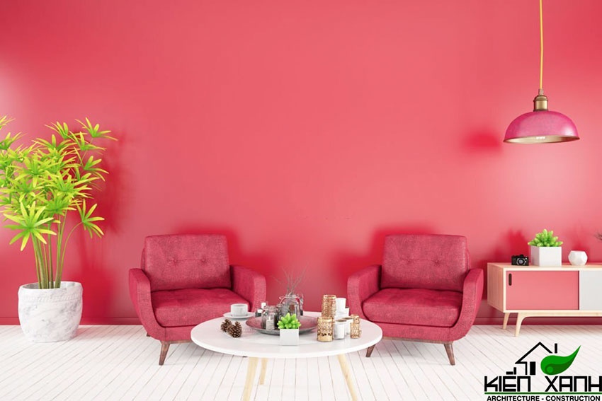 Sơn phòng khách màu hồng