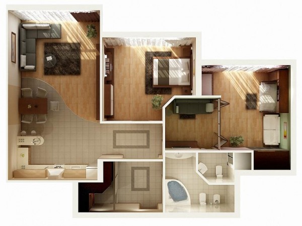 Mẫu thiết kế căn hộ 2 phòng ngủ 10