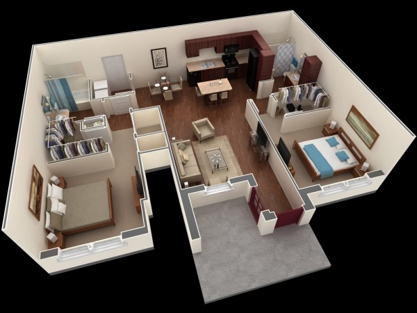 Mẫu thiết kế căn hộ 2 phòng ngủ 12