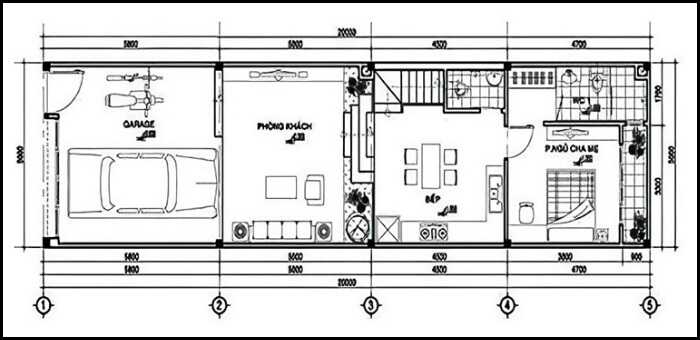 Mẫu thiết kế nhà ống 2 tầng rộng 5m mái thái 2