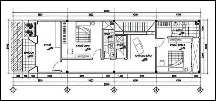 Mẫu thiết kế nhà ống 2 tầng rộng 5m mái thái 3