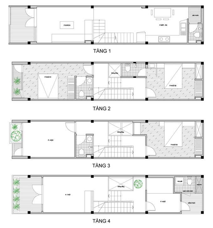 mẫu thiết kế nhà ống 4 tầng đẹp