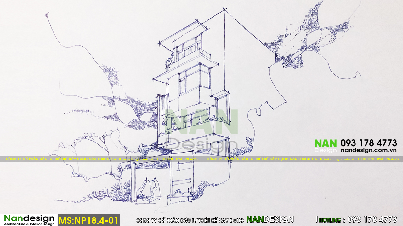 Mẫu thiết kế nhà phố 4 tầng mặt tiền nhà 5m