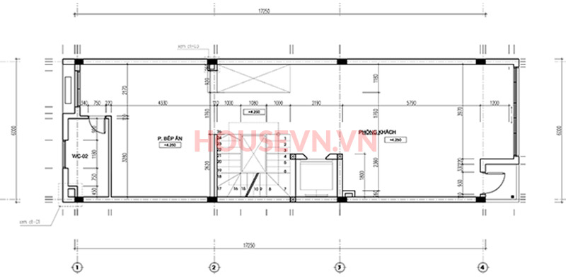 bản vẽ mặt bằng tầng 2 nhà ống hiện đại mặt tiền 6m