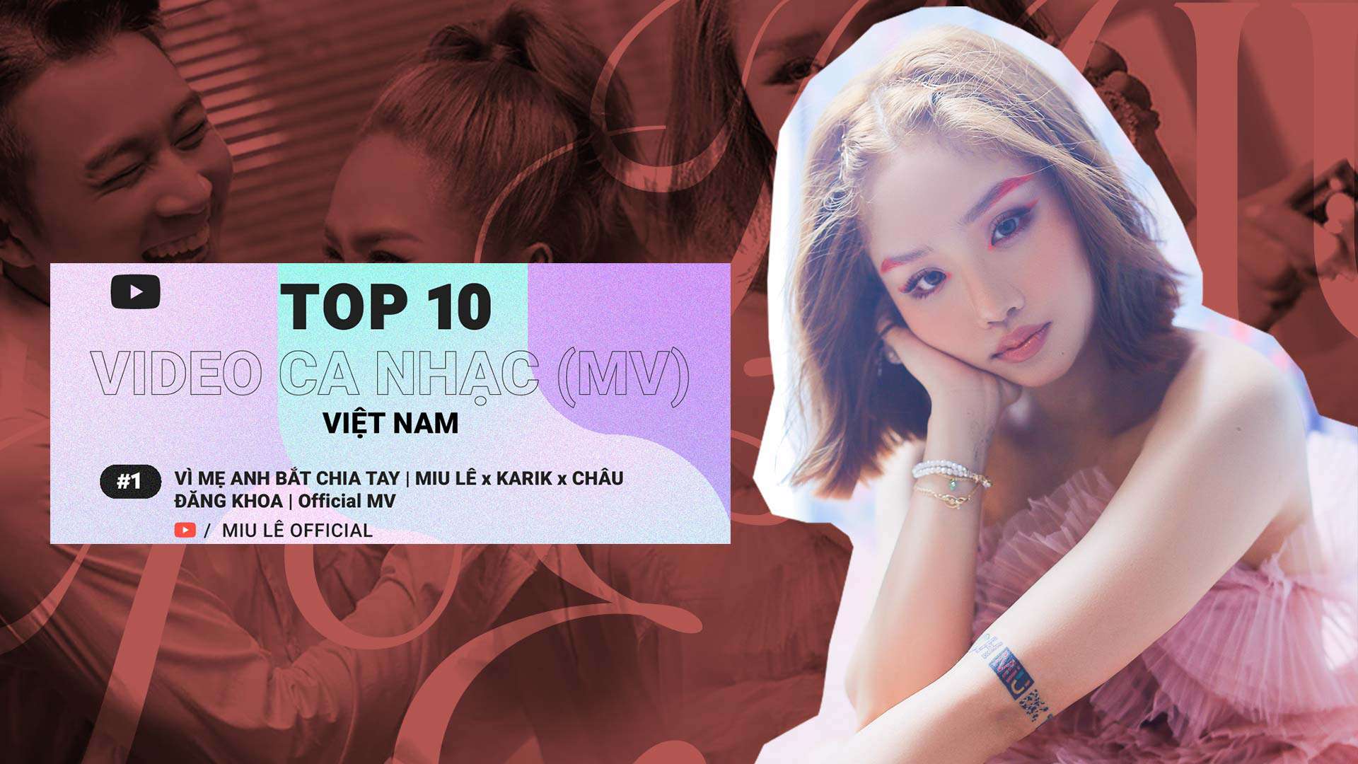 Miu Lê dẫn đầu BXH Top MV Việt Nam nổi bật nhất 2022 của Youtube - Billboard Việt Nam