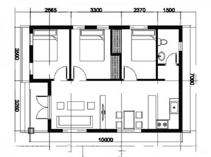 Mặt bằng bố trí công năng mẫu nhà 3d đẹp