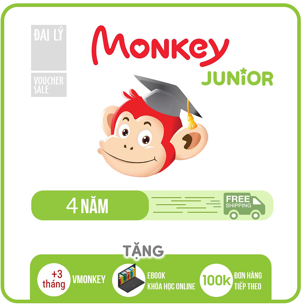 Monkey Junior – Phần mềm học tiếng Anh cho Trẻ Em từ 0-10 Tuổi (Gói 4 năm)
