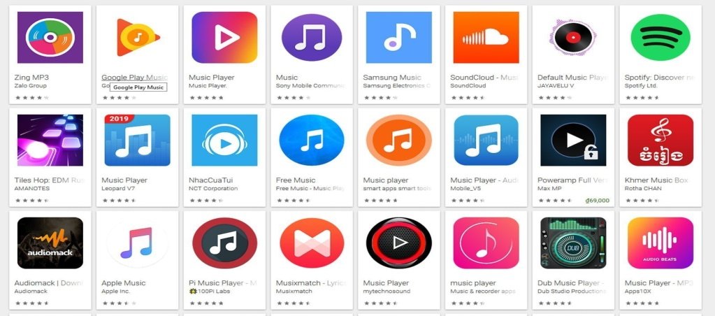 Các ứng dụng nghe nhạc phổ biến