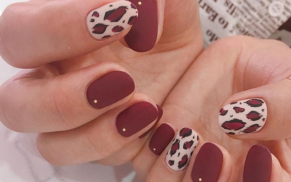 Mẫu nail da báo tạo điểm nhấn