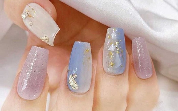 Mẫu nail Hàn Quốc xà cừ ẩn