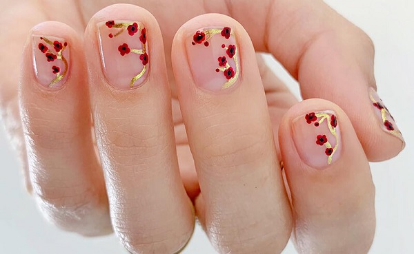 Mẫu nail hoa đào