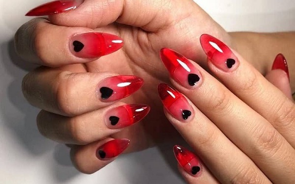 Mẫu nail trong suốt color block