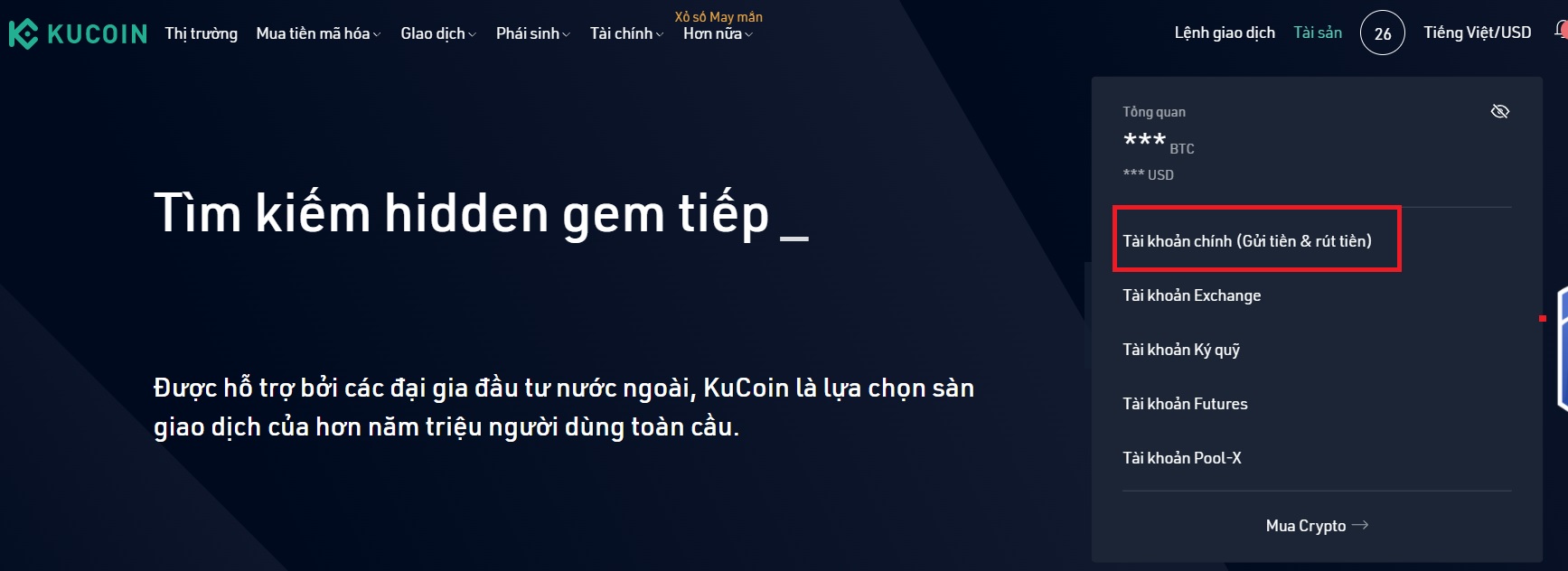 nạp tiền kucoin