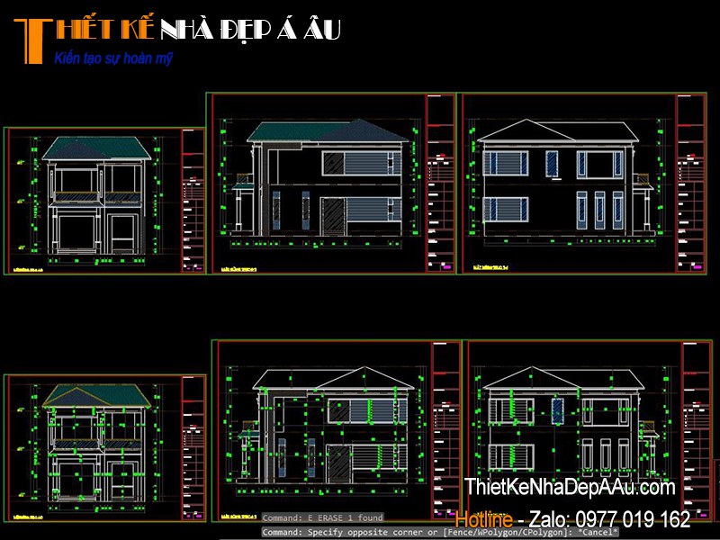 Bản vẽ cad nhà 2 tầng