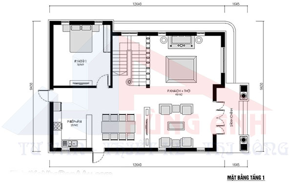 Bản vẽ thiết kế nhà 2 tầng mái nhật 3 phòng ngủ