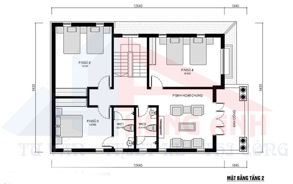 Bản vẽ nhà 2 tầng mái Nhật