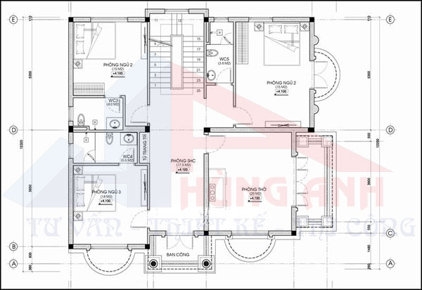 Mẫu nhà 2 tầng mái nhật 4 phòng ngủ tầng 2