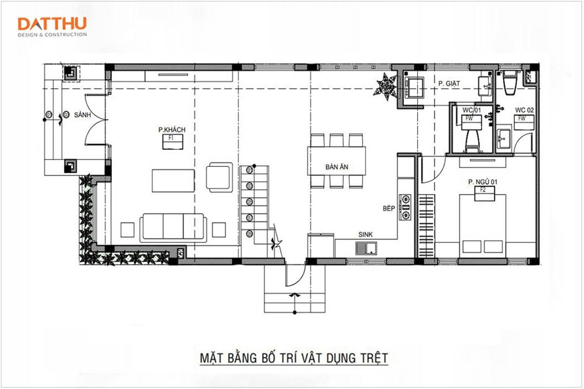 Bản vẽ ngôi nhà 2 tầng mái thái 