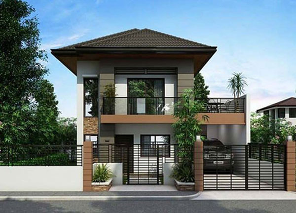 Mẫu nhà 2 tầng mái thái 90m2 không gian mở