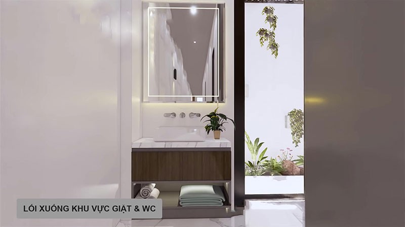 Lối xuống khu vực giặt và WC