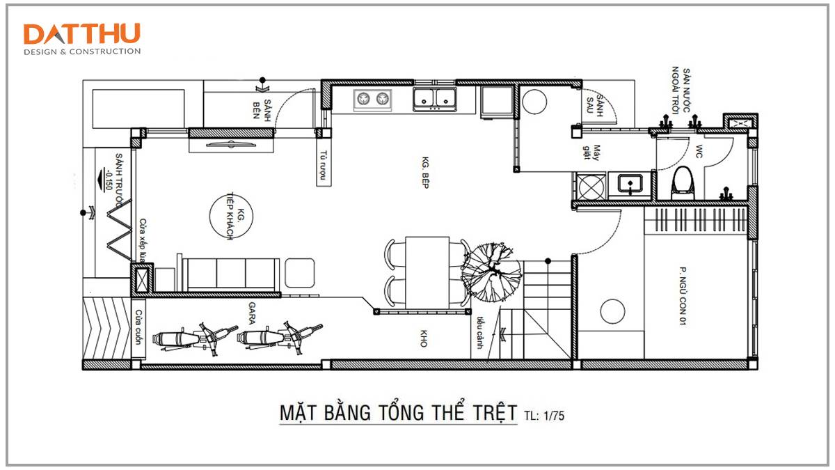 Mặt bàng công năng 6m Phú Thọ Bình Dương