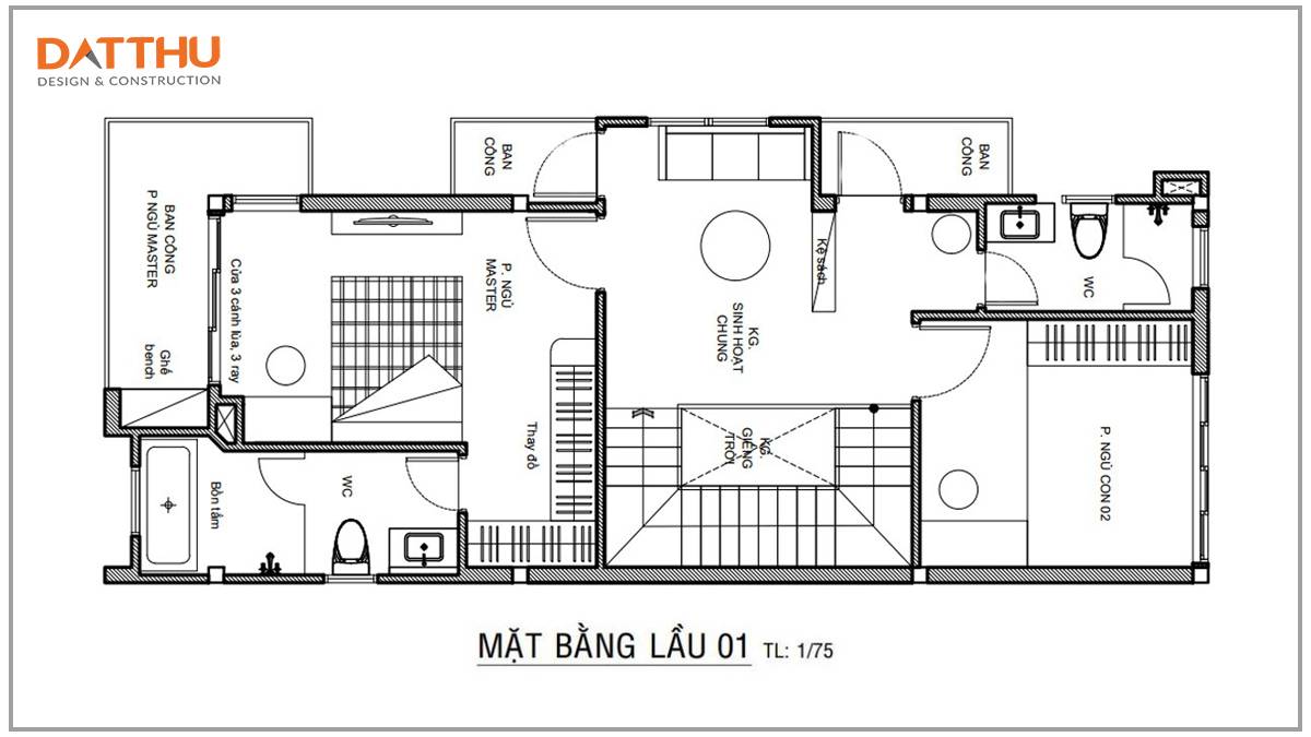 Mặt bàng công năng 6m Phú Thọ Bình Dương