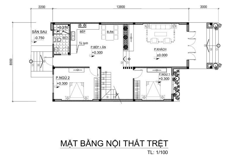 mẫu nhà 2 tầng 5 phòng ngủ