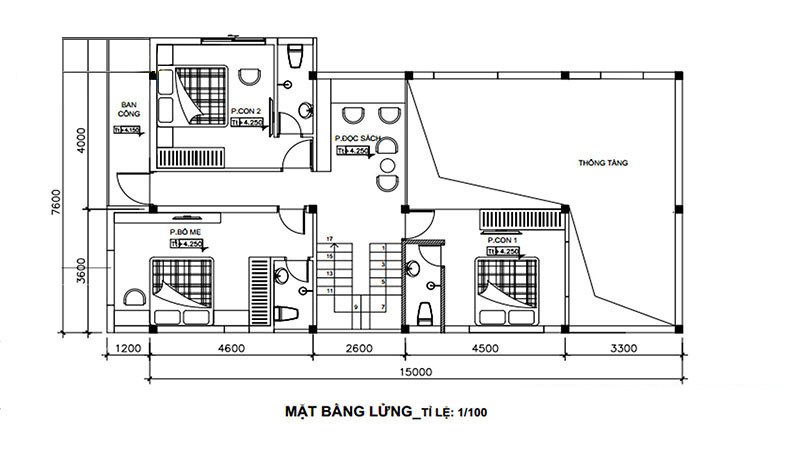 mẫu nhà 2 tầng 5 phòng ngủ