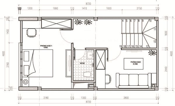 bản vẽ thiết kế tầng 2