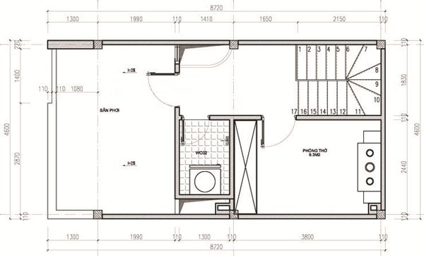 bản vẽ thiết kế mẫu tầng tum