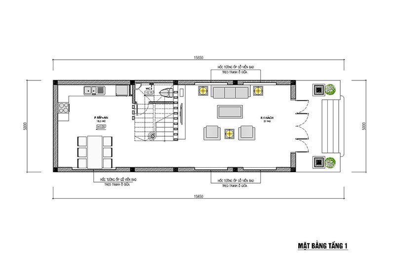 Nhà phố mặt tiền 5m