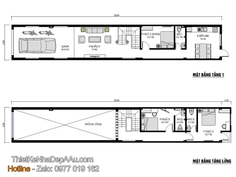 phối cảnh mặt tiền nhà phố 3 tầng mái thái hiện đại