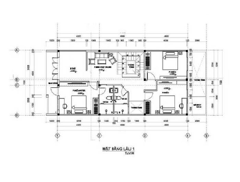 Thiết kế nhà 1 trệt 1 lầu 7x20m Mái bằng hiện đại tại Mê Linh Hà Nội