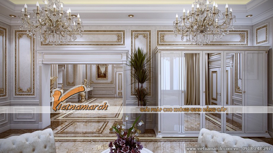 5 mẫu thiết kế nội thất mang phong cách cổ điển Louis Pháp > Thiết kế nội thất tân cổ điển mang phong cách của Louis mẫu thiết kế 4