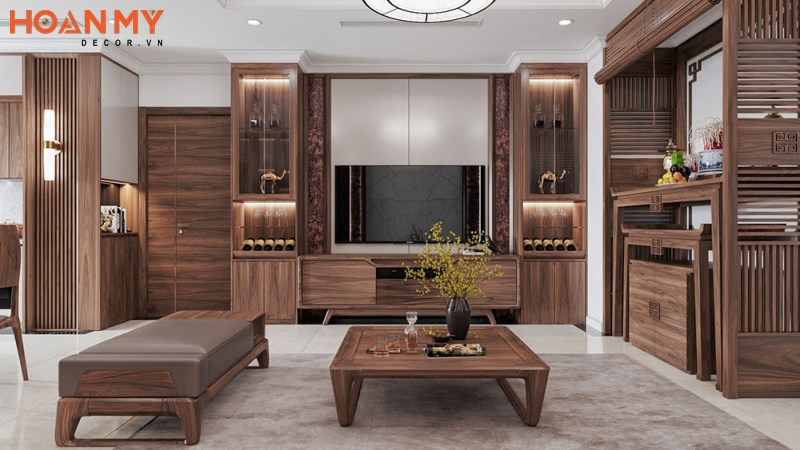 +57 Mẫu nội thất gỗ tự nhiên cho phòng khách đẹp nhất 2023