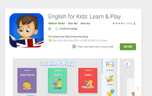 English for Kids: Learn & Play - Phần mềm học tiếng Anh dành cho trẻ em 