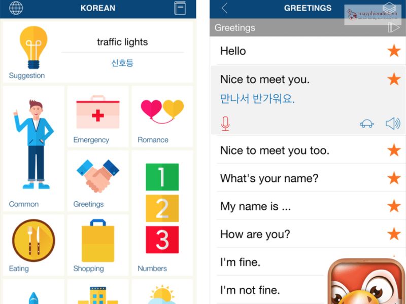 Phần mềm học tiếng Hàn Learn Korean Phrases & Words