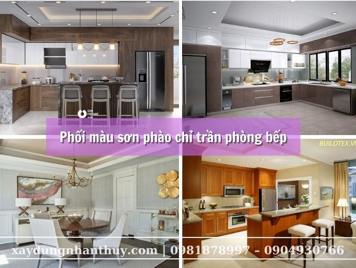 Phối màu sơn viền trần nhà cho phòng bếp