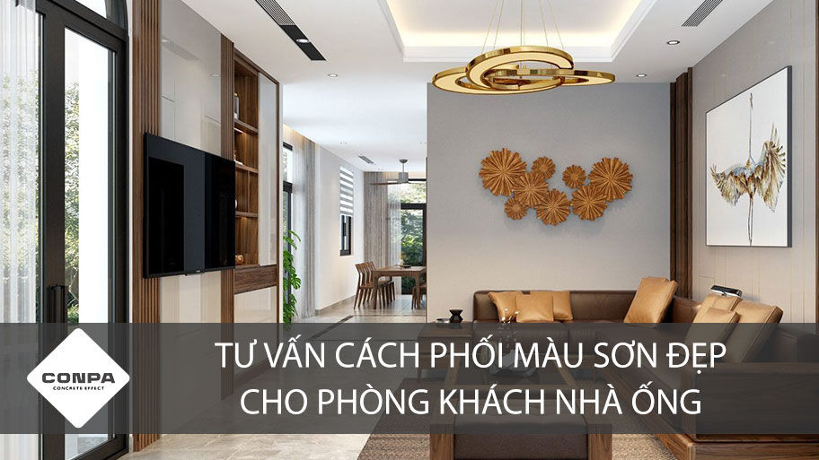 Phối màu sơn đẹp cho phòng khách nhà ống