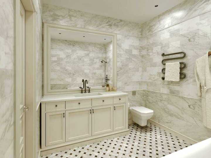 Phong cách nhà vệ sinh pha trộn cổ điển với nội thất bộ tủ lavabo gỗ cao cấp