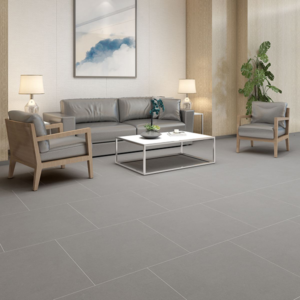 Gạch lát sàn tông trung tính cho không gian phòng khách nhẹ nhàng, phù hợp với gia chủ yêu sự đơn giản mà tinh tế